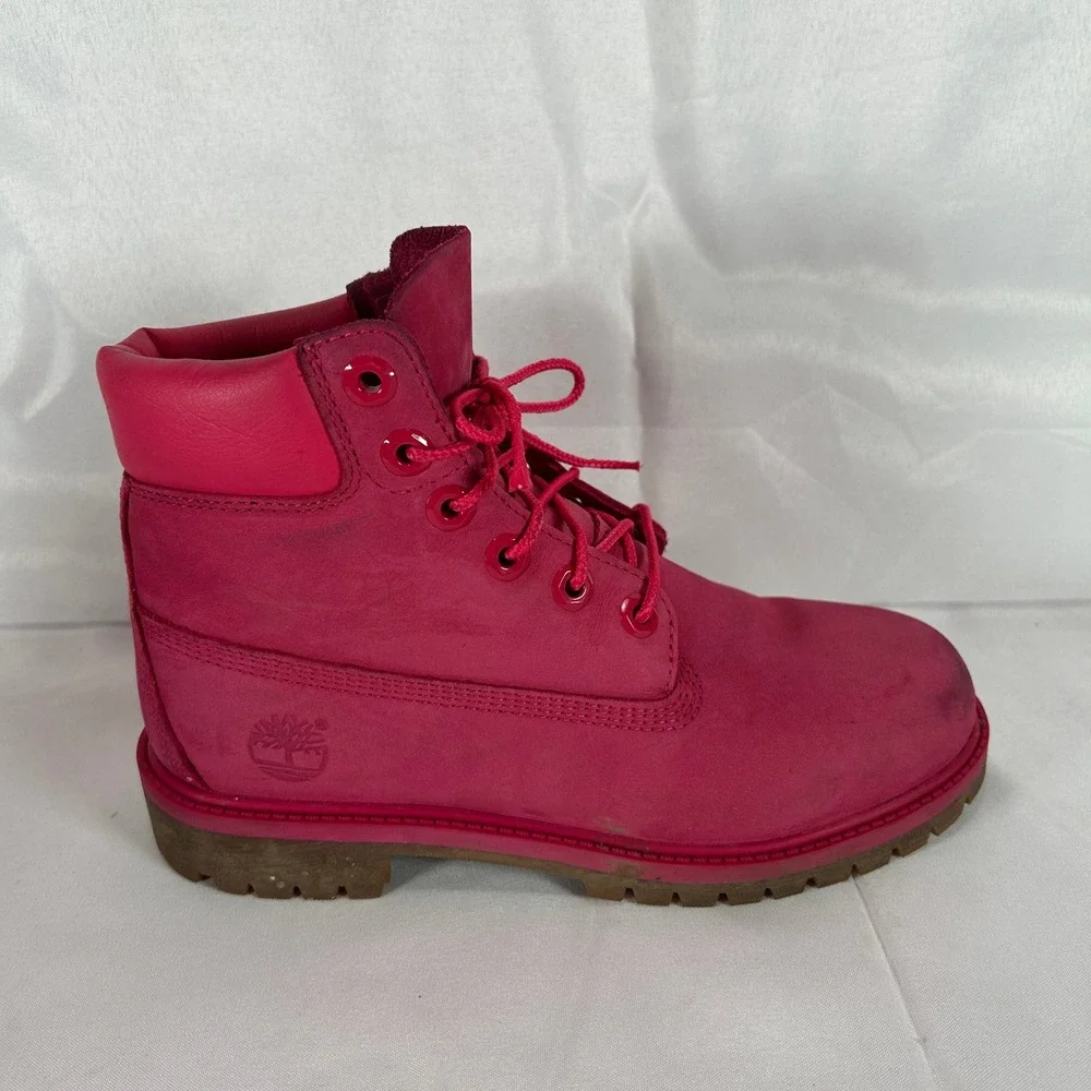 Timberland 6 Inch Premium Waterproof Boots Pink Nubuck Juniors 4.5 TB0A1ODE